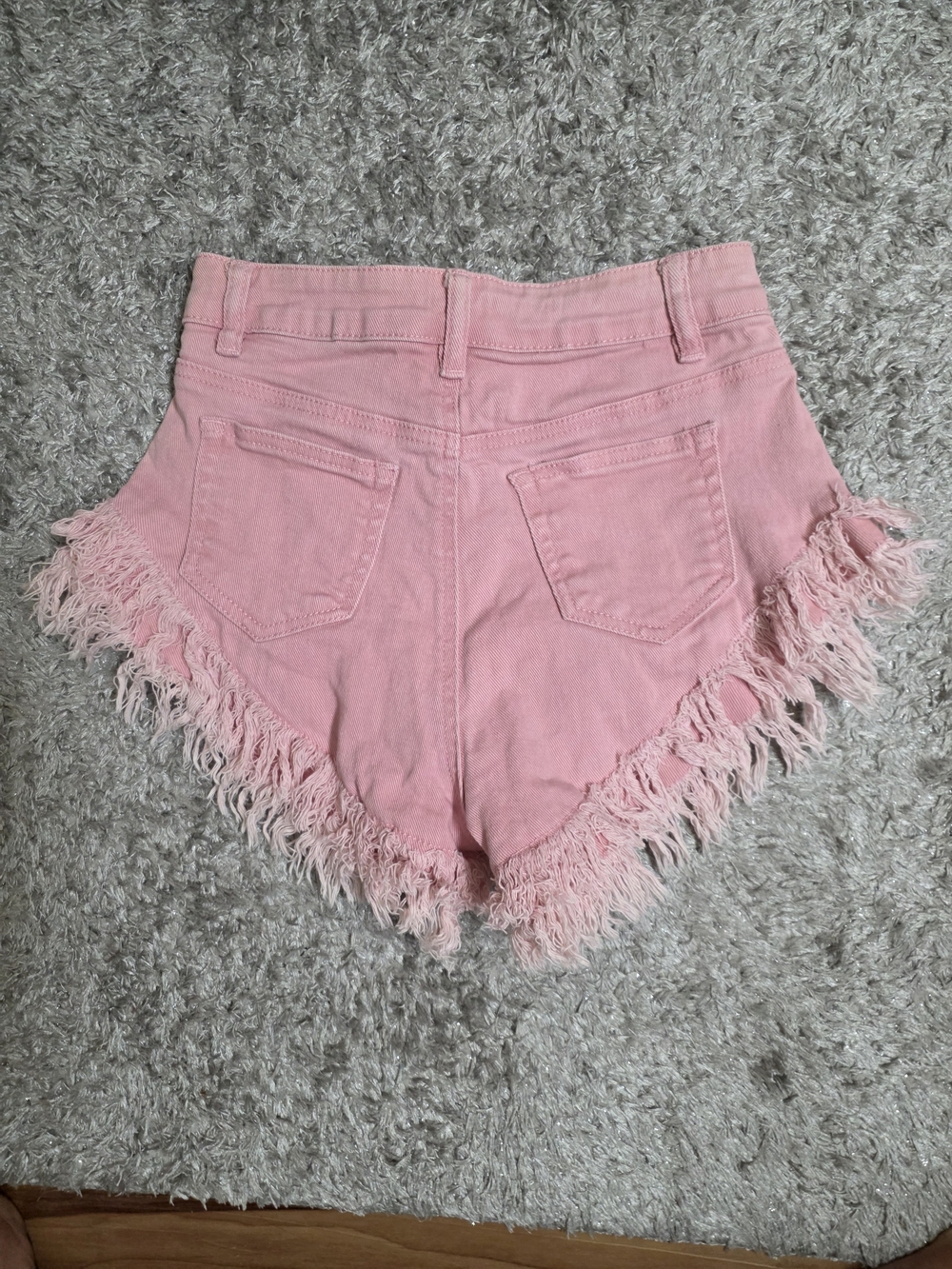 American Bazi Pink Fringed Denim Shorts - Picture 3 of 6
